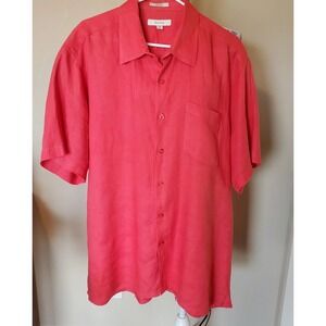 Visitor Shirt Mens‎ 2XL Coral Short Sleeve Button Up 100% Linen Big Tall Summer